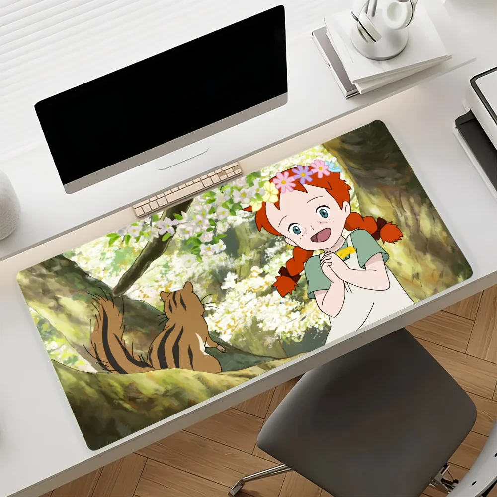 Cartoon Anne Of Green Gables Mouse Pad Large Non-Slip Waterproof Mat Stitched Edge Keyboard Pad for Gaming Daily Office