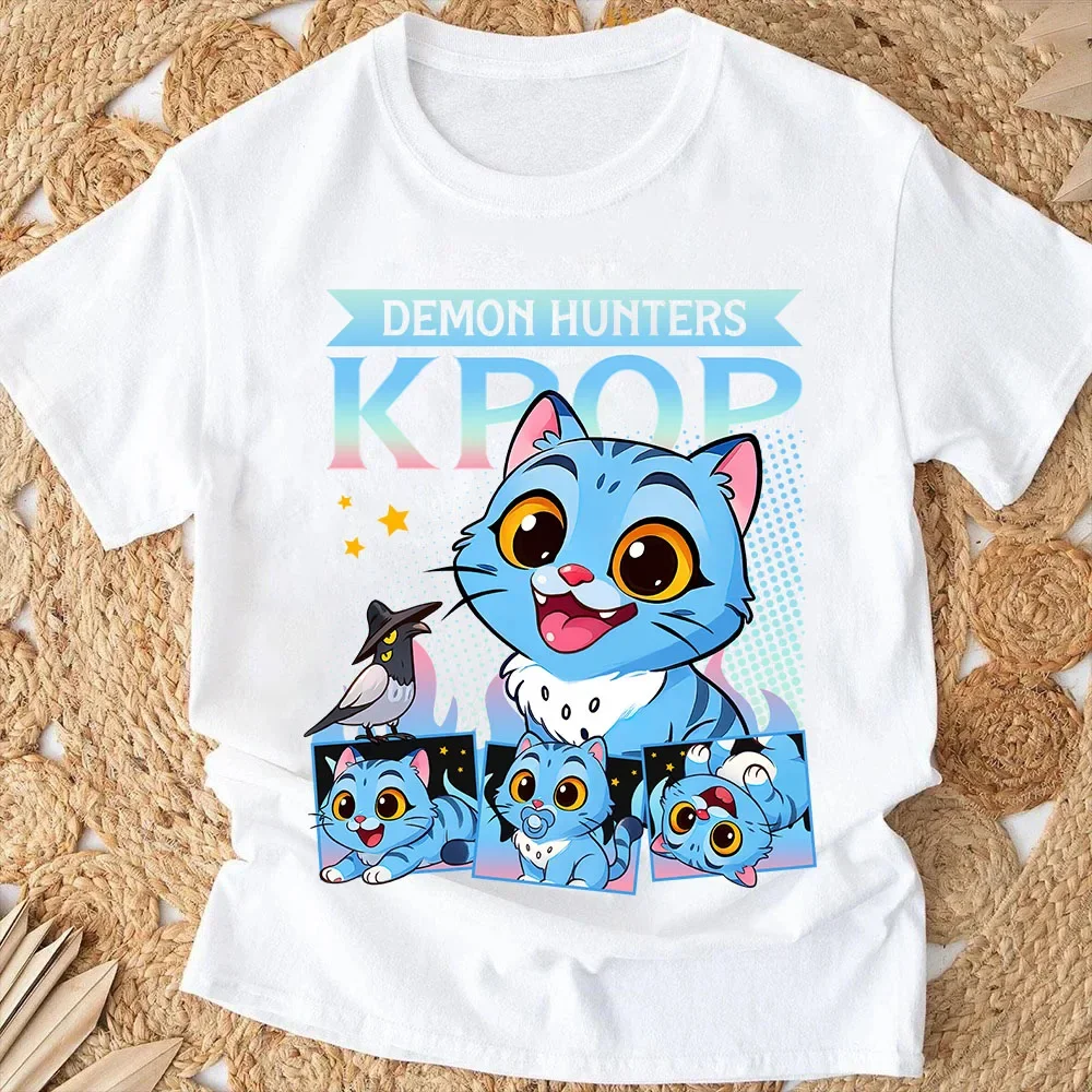جديد 2025 فيلم KPop شيطان الصيادين الكرتون تي شيرت الصيف قصيرة الأكمام المحملة للنساء والرجال عادية فضفاض الجرافيك المطبوعة القمم