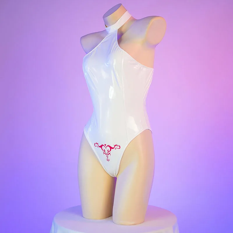 Anime Pu Leather Swimsuit Japanese Girl Bodysuit Cosplay Costume Backless Cute Underwear Nightgown Role Play Lingerie Outfits