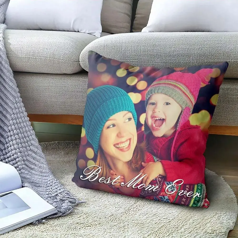 

Подушка для фотографий на заказ, индивидуальная подушка для семейной фотографии, домашняя декоративная подушка, квадратный свадебный подарок на день матери для домашних животных