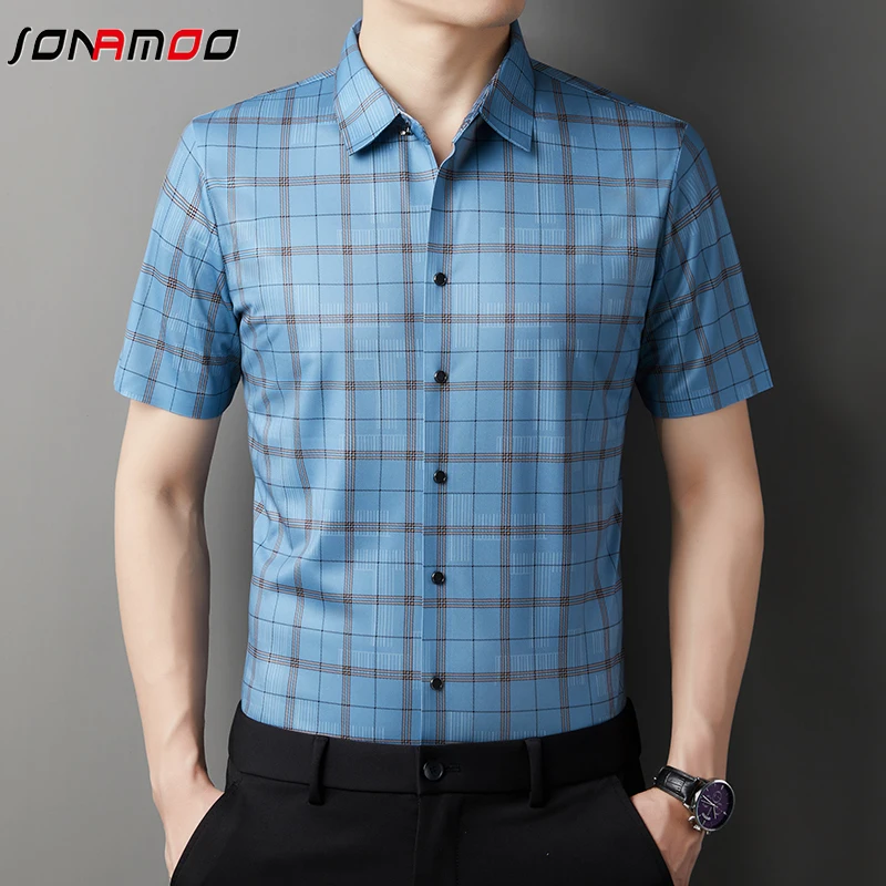 2024 Summer New Men's Business Casual Printed Short Sleeved Shirt Fashion Comfortable Wrinkle Resistant Top