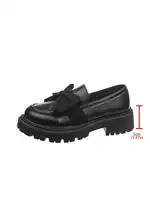 Orange Patent Leather Loafers With Bow Detail Thick Sole Slip-On Flats For Women - Image 6