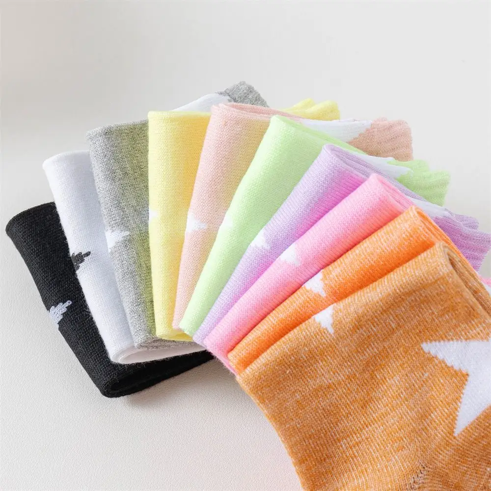 10Pairs Fashion Summer Y2K Star Short Socks Breathable Elastic Boat Socks Cotton Hosiery Ankle Tube Socks Girl
