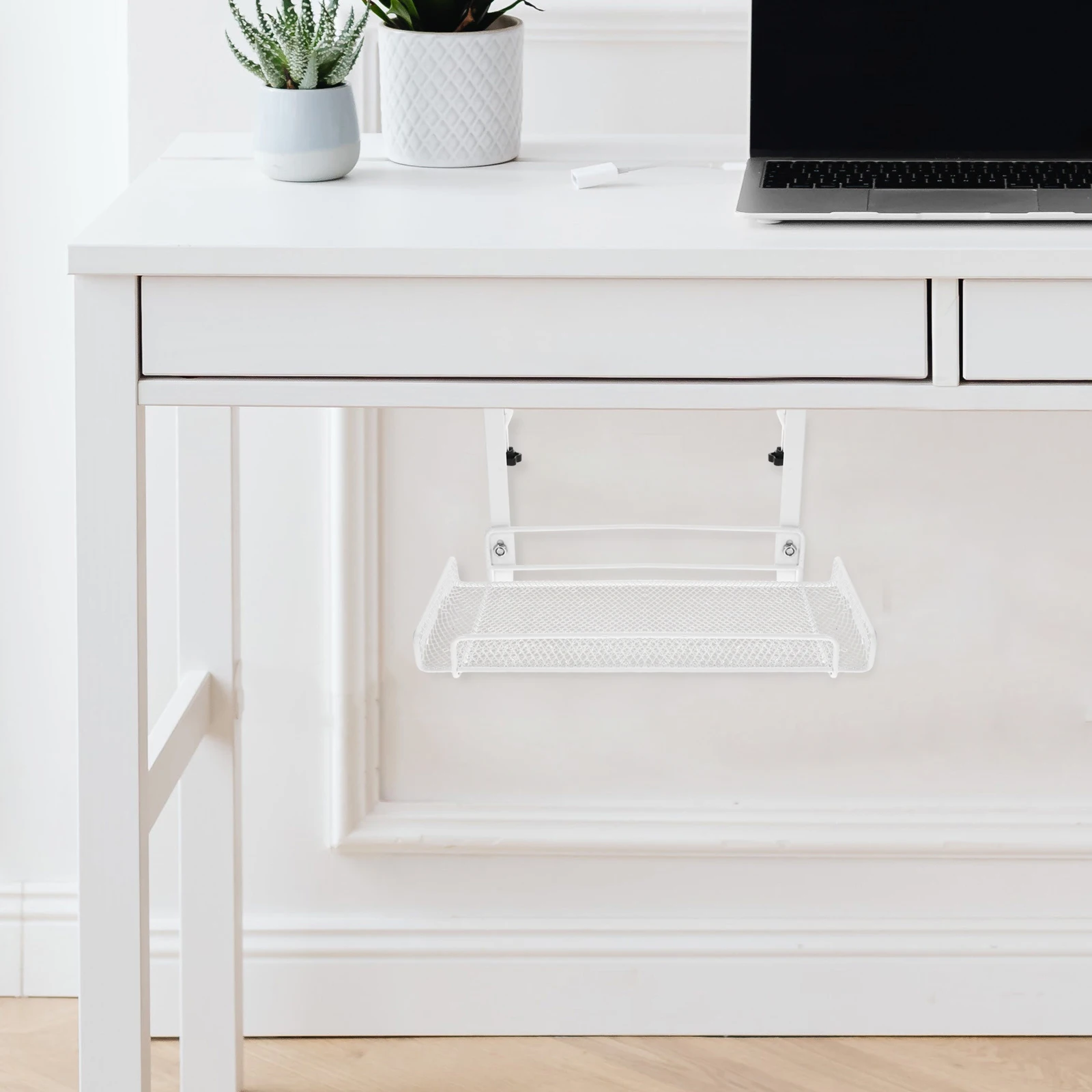 

Cable Management Rack Under Desk Organizer Tray for Wires Chargers Keyboard Cords Desktop Metal Wire Holder Storage Space