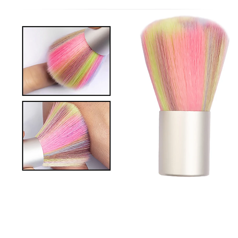 

1Pc Nail Art Cleaning Brush Rainbow Nail Dust Cleaner For UV Gel Nail Polish Remover Portable Manicure Makeup Brushes Tools #TR1