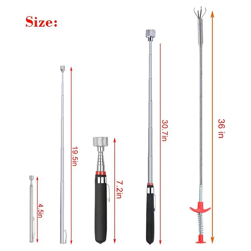 

AA19 6-пакетный набор инструментов для захвата, магнитные инструменты для захвата, телескопические магнитные инструменты для захвата, гибкий изогнутый захват