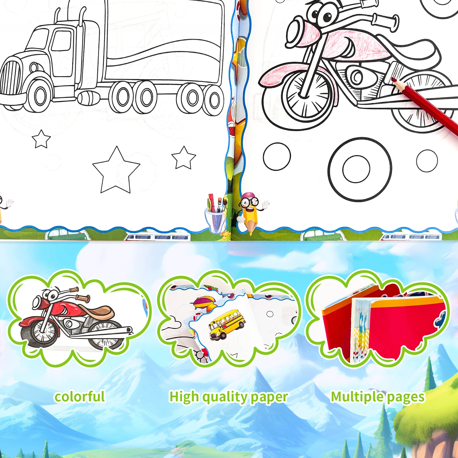 Children's Education Book Collection - Coloring and Text Tracking, Children's calligraphy practice books, coloring books