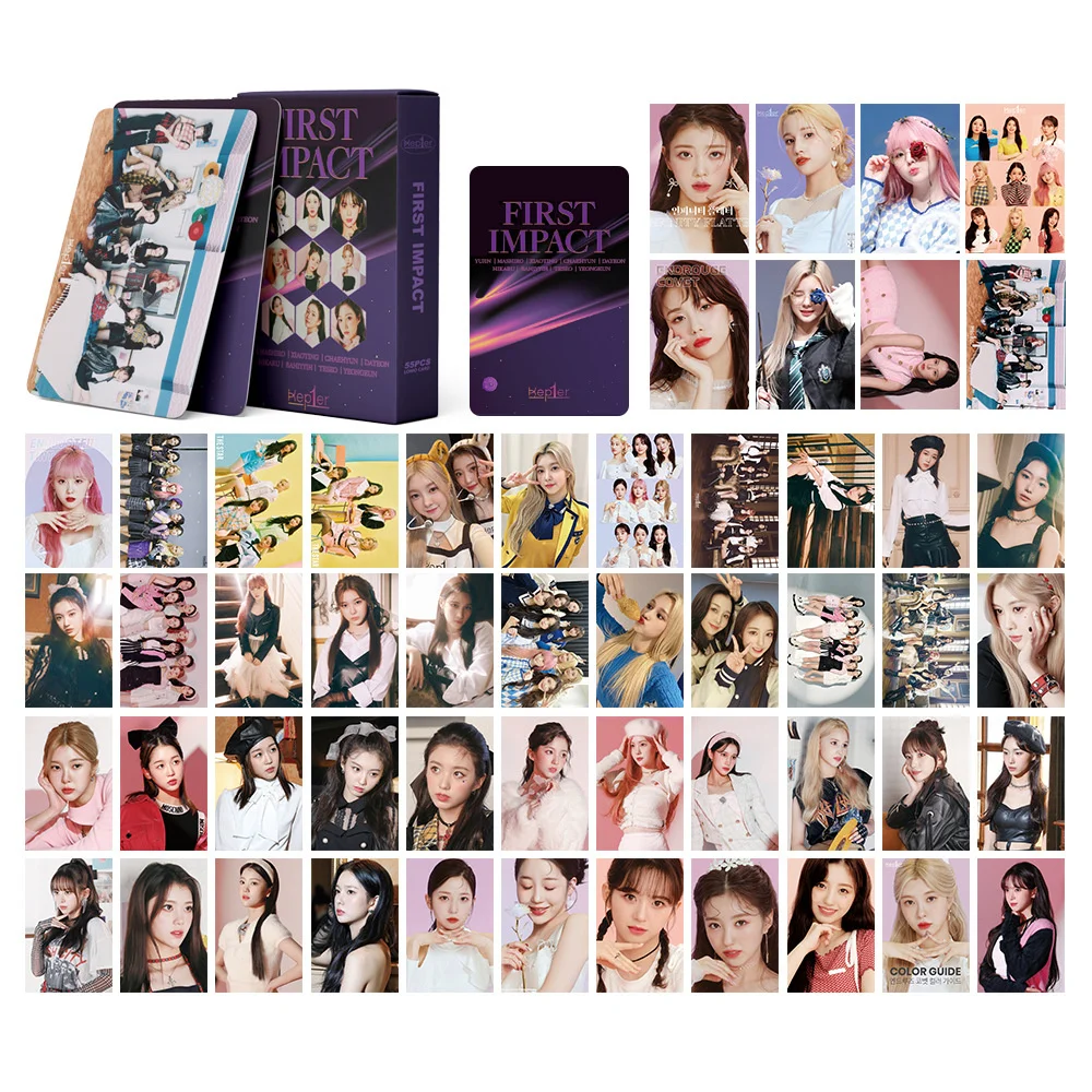 55Pcs/Set KPOP KEP1ER FIRST IMPACT Album Boxed Photocards Xiaoting Bahiyyih Fashion Photo Two Sides Selfie Lomo Cards Fans Gifts