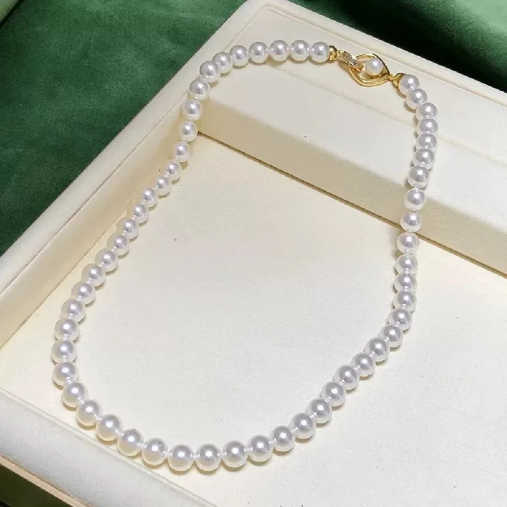 

Модное ожерелье из натурального белого жемчуга AAAA 5-6 мм, 18 дюймов/серебро 925 пробы
