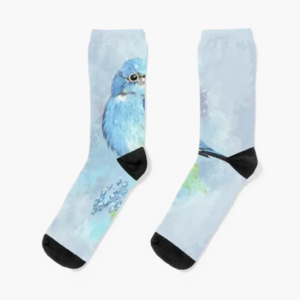 

Watercolor Bluebird Blue Bird Art Socks Sports professional running basketball sports stockings Socks For Man Women's