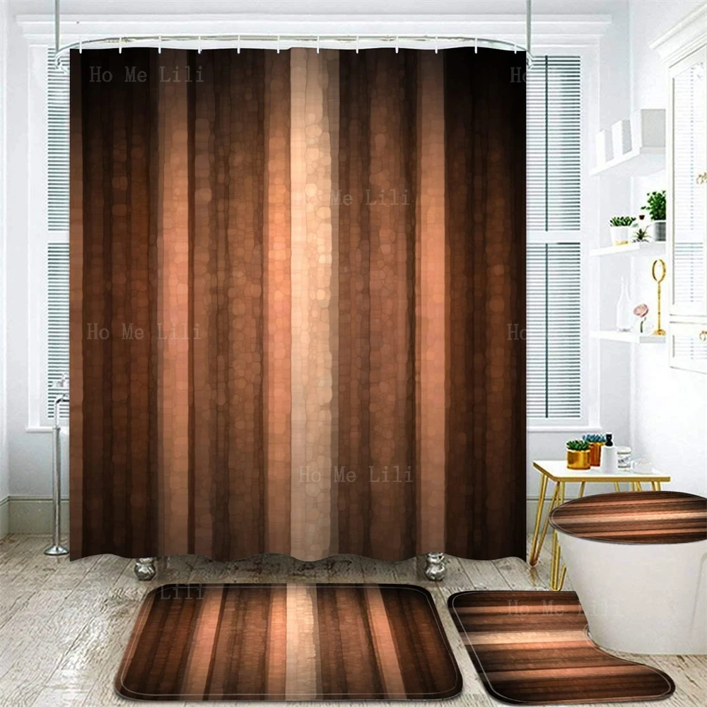 Brown Vintage Orange Copper Abstract Fall Shower Curtain Set And Rugs Toilet Lid Cover