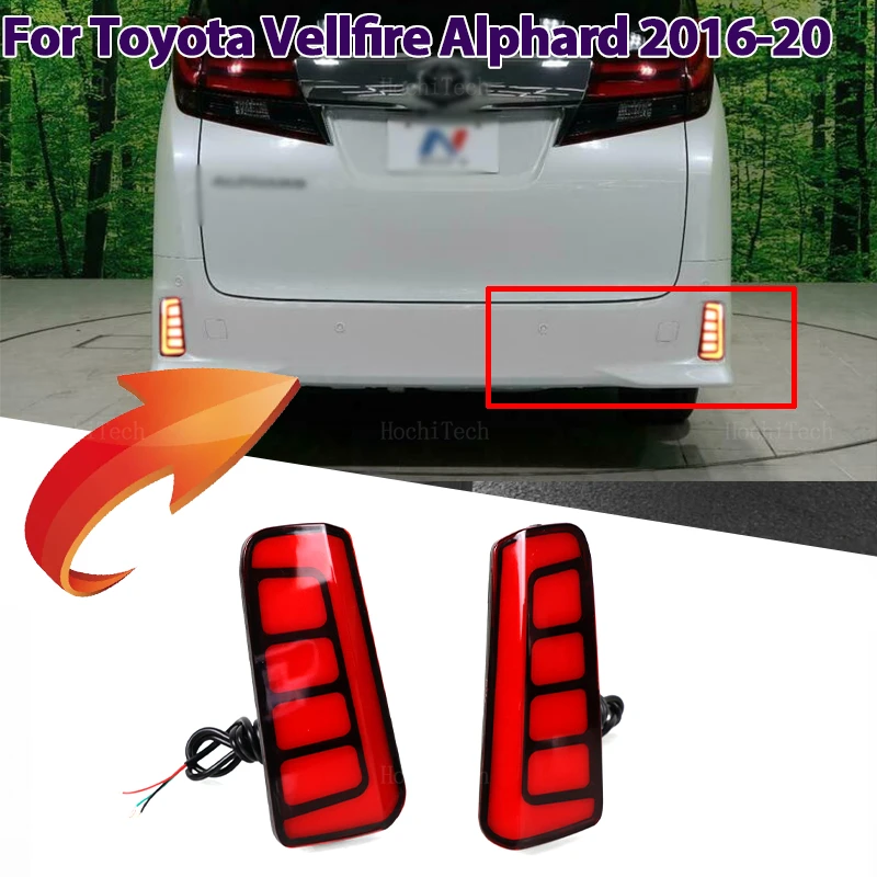 Functions LED Reflector Lamp Rear Fog Lamp Bumper Light Brake Light For Toyota Alphard Vellfire 2016- 2020