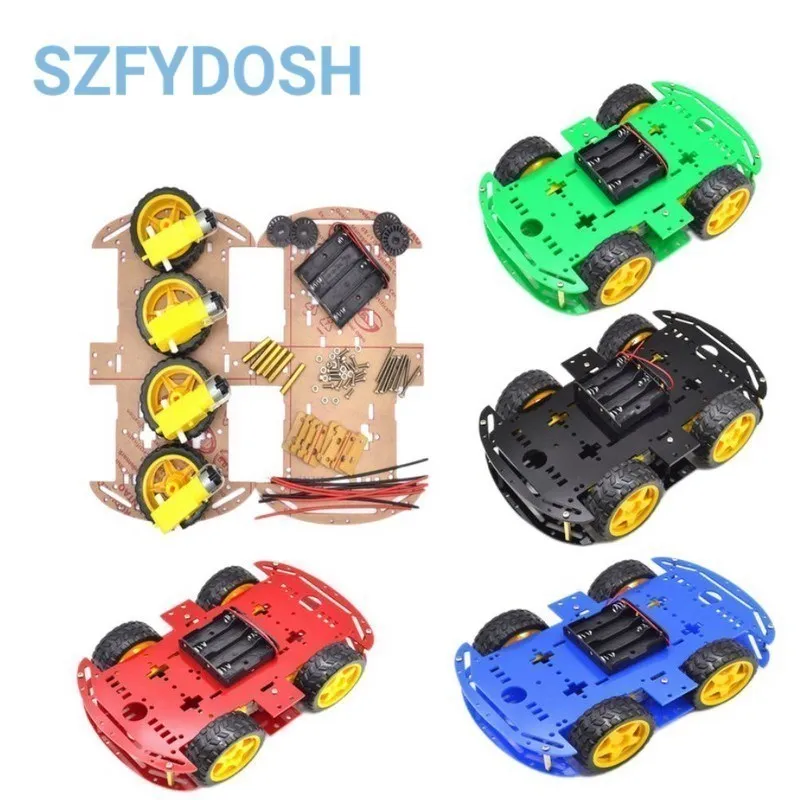 Motor Smart Robot Car Chassis Electronic Manufacture DIY Kit Speed Encoder Battery Box 4WD 4 Wheel Drive Car