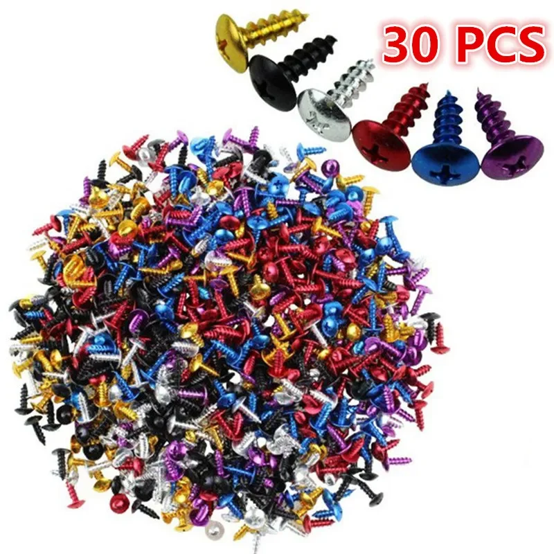 30pcs/set Aluminum Self Tapping Moto Screw Bolts Kit Bicycle Screws Colorful Gold Red Blue Red Steel MTB Bike Motorcycle Screw