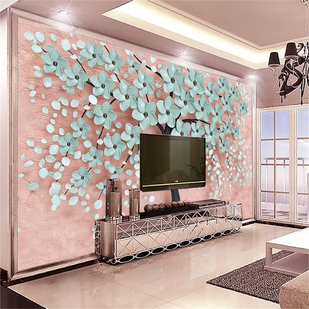 Custom Photo Wallpaper 3D White flower Murals Living Room Bedroom Home Decor mural Painting Papel De Parede Wall Paper stickers