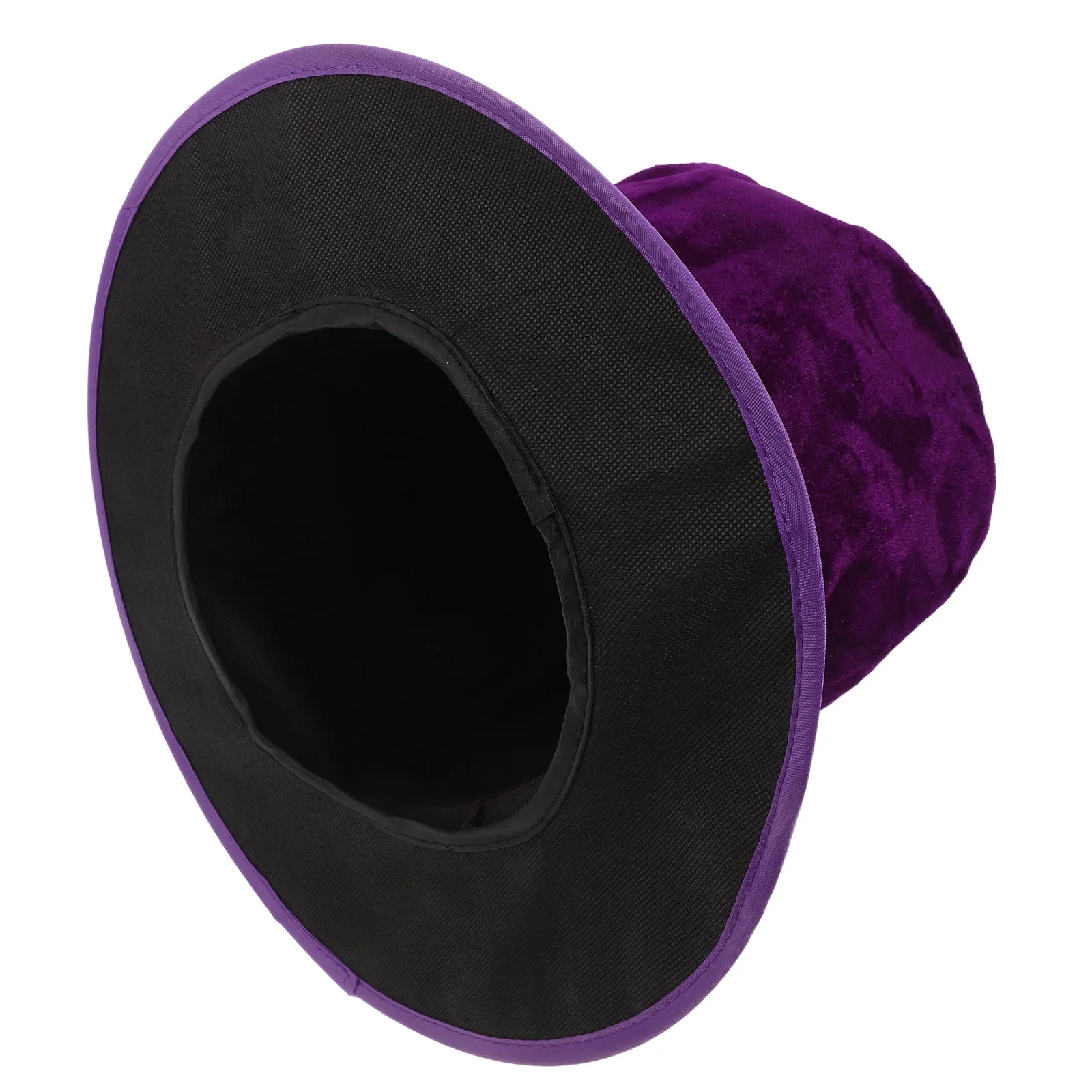 Halloween Magician Hat Purple Magician Top Hat  Cloth Brim Top Fedora Magician Topper  For Cosplay Costume Accessories