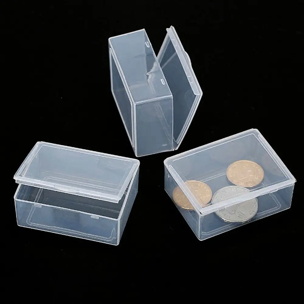 Transparent Plastic Storage Box Small Square Clear Jewelry Diamond Container Clips Boxes Craft Bead Holder Pill Storage Supplies