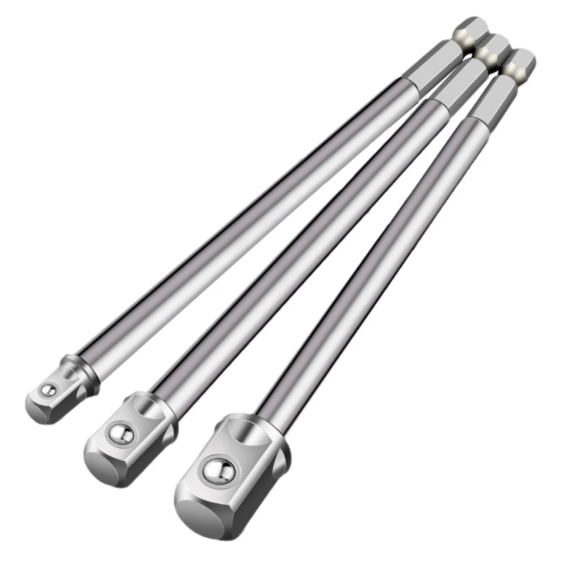 Hexagonal Shank To Square Drive Socket Adapter 1/4 3/8 1/2 Long Reach Socket Tool