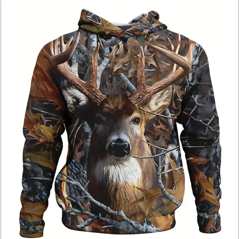 Men's Spring and Autumn European and American Foreign Trade 3D Digital Printing Color Contrasting Hoodie Fashion Single Item Men