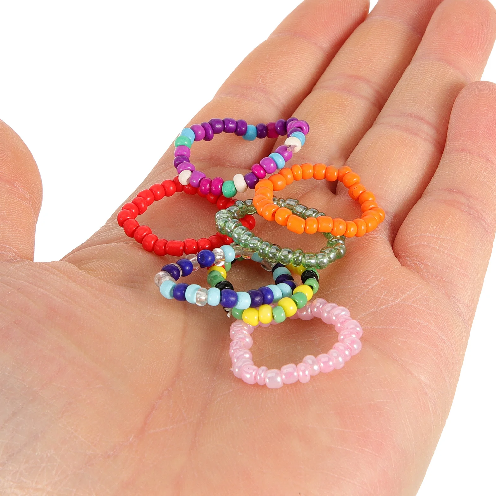 

21Pcs Colorful Beaded Rings Chic Finger Rings Summer Fashion Jewelry for Women Beaded Jewelry Ring for
