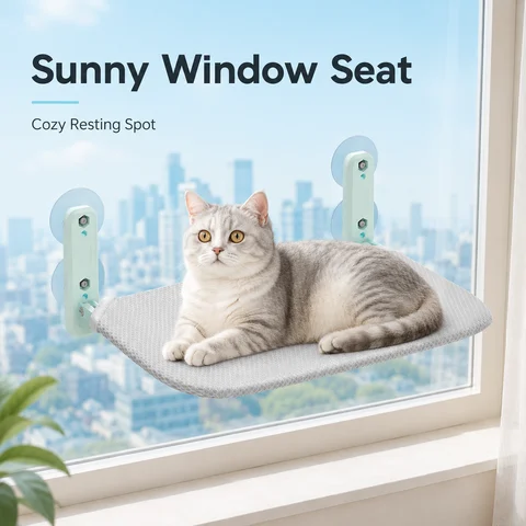 Cat Window Hammock with Suction Cups, Breathable Mesh Window Perch, Washable Hanging Bed for Indoor Cats