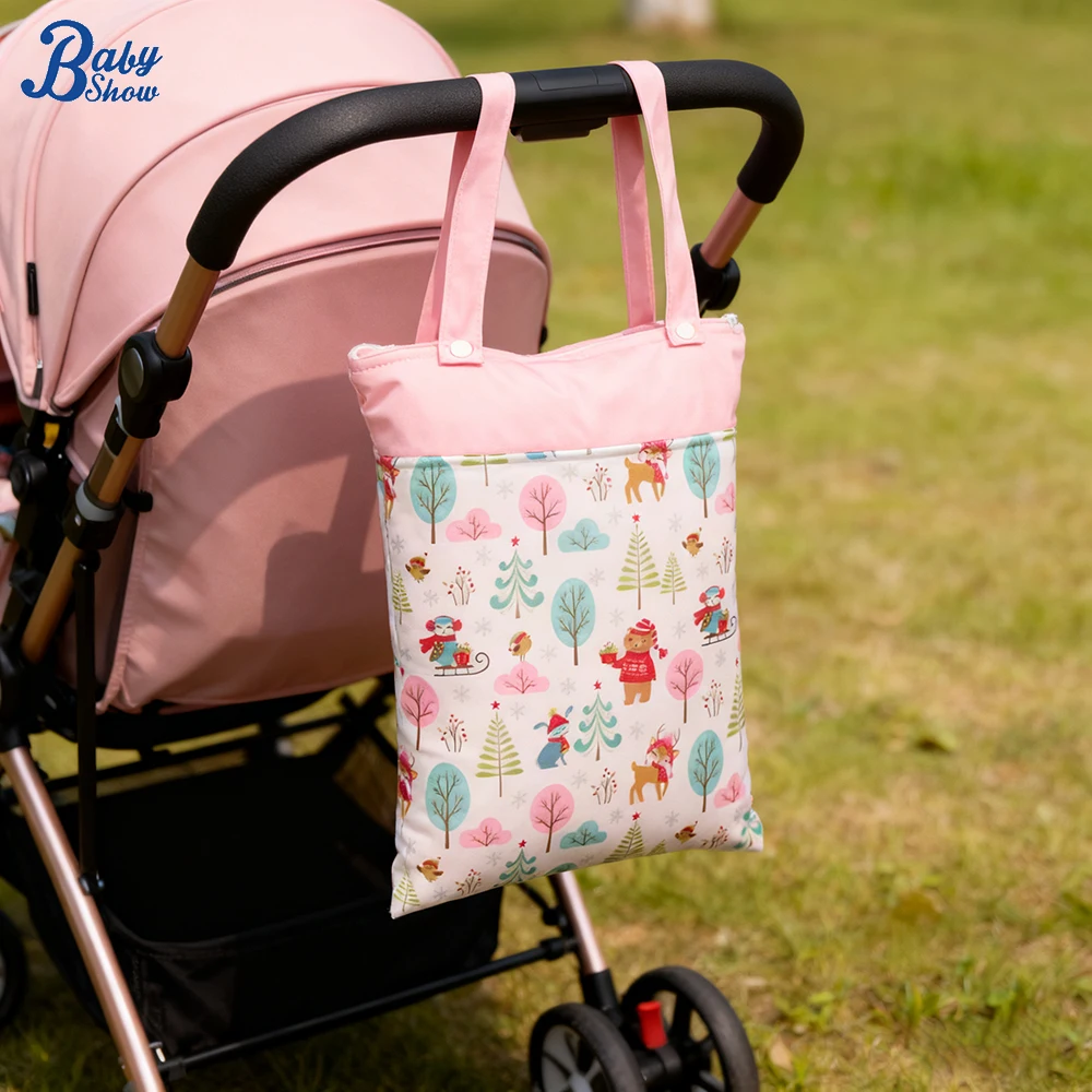 

Multi-functional Bags Waterproof Pul Material Wet Dry Bag Snap Handle Design Diaper Bags for Baby Stroller