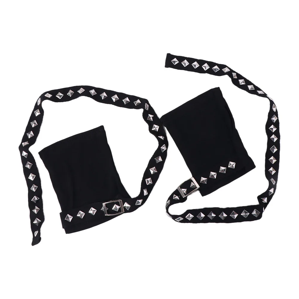 

Unique Rope Cross Rivet Gloves Hip hop Korean Style Fingerless Gloves Punk Y2k Short Arm Warmer Streetwear