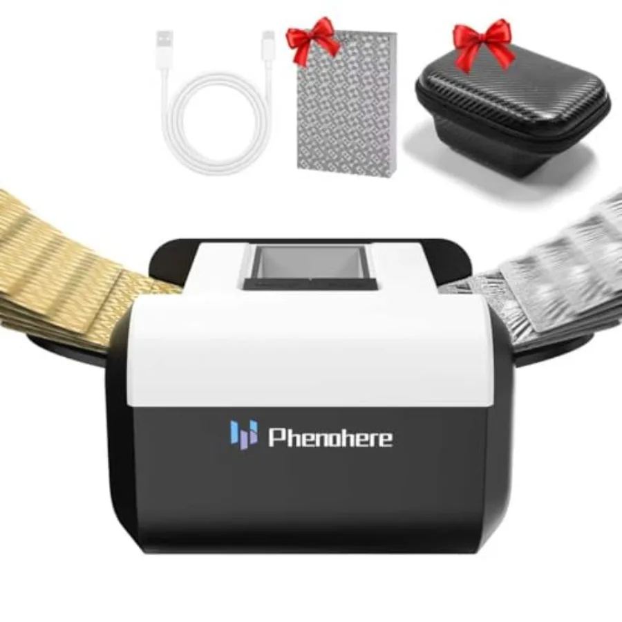 

Rechargeable Automatic Card Shuffler — Dual Modes Auto and Semi-Auto,1 2 Deck Capacity with Leather Case and Waterproof Cards,