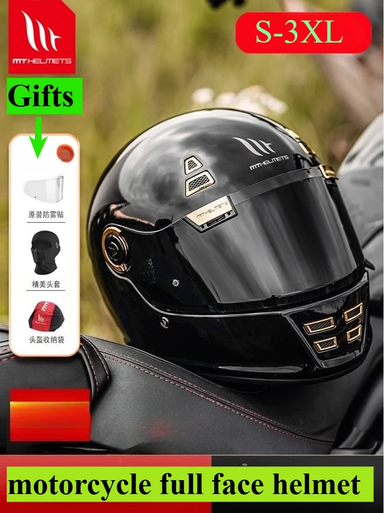 

MT Retro Helmet Galama Motorcycle Full Helmet Winter Four Seasons Men Women Cruise Locomotive Helmet Motorcycle Equipment