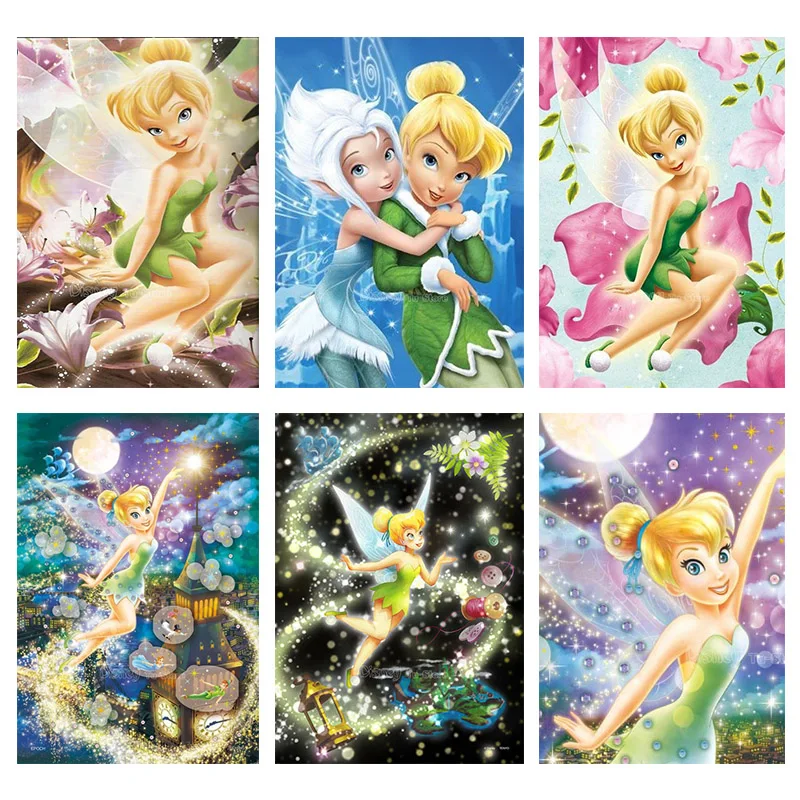 5D DIY Disney Diamond Drawing Cartoon Cute Disney Fairy Tinker Bell Diamond Embroidery Cross Stitch Set Living Room Home Decor