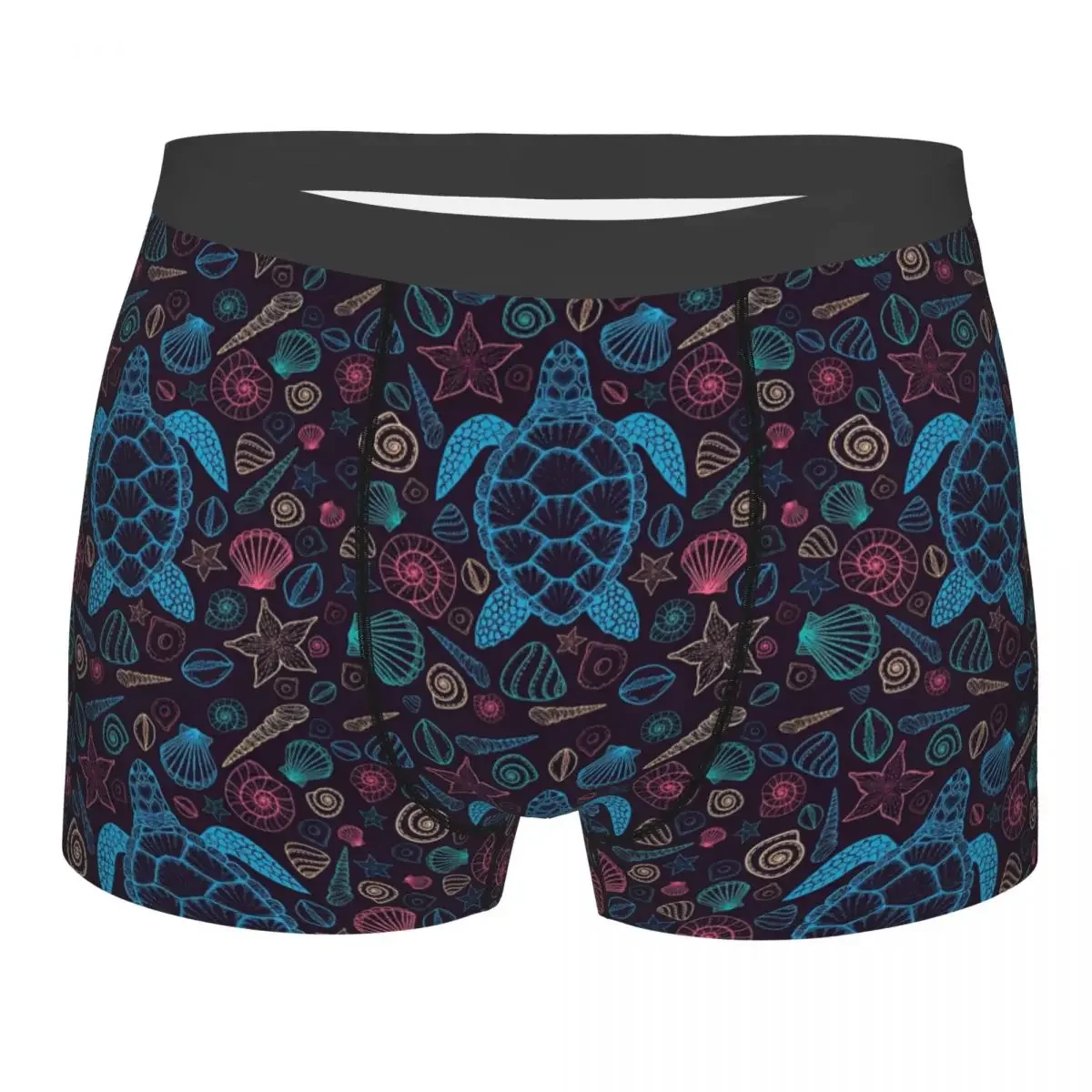 Sexy Colorful Turtles With Shells Boxers Shorts Panties Men's Underpants Stretch Ocean Animal Briefs Underwear