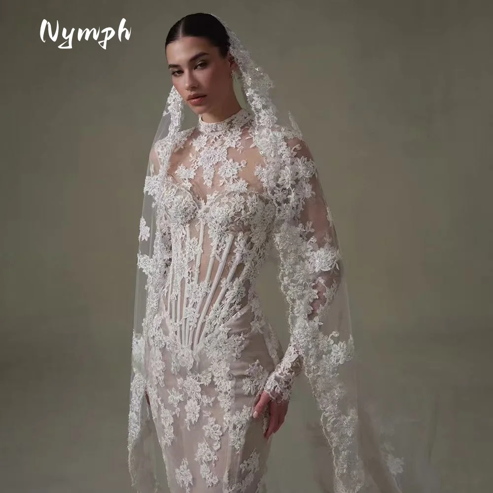 Luxury Lace Mermaid Wedding Dress 2026 Backless Unique Corset Bridal Gown  Vintage Floral Lace Bride Wear No Veil,customized