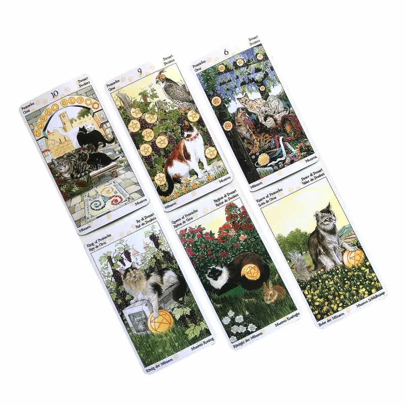 Mini Edition：Pagan Cats Tarot Oracle Tarot Card Fate Divination Prophecy Card Family Party Game Toy Tarot 78 Card Deck PDF Guide