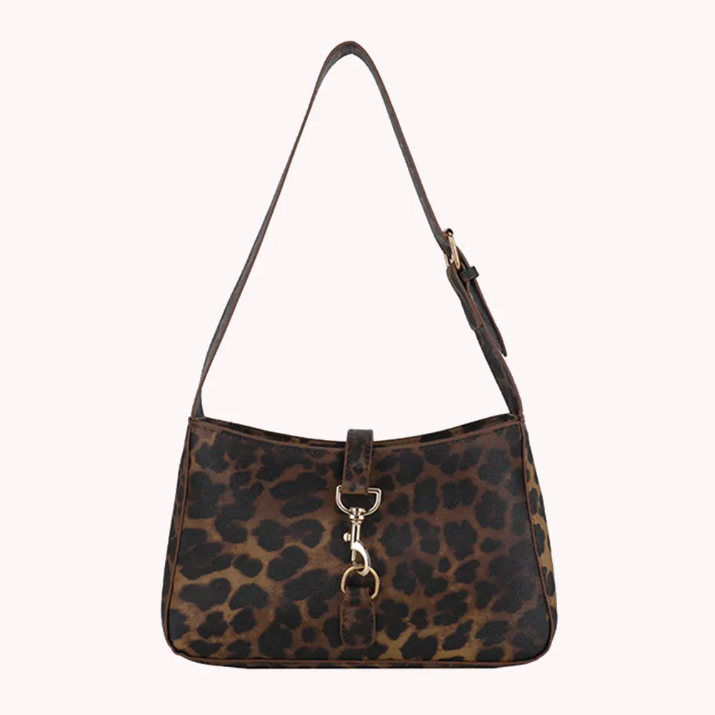 

Women Vintage Shoulder Bag Leopard Print Retro Handbag PU Leather Cool Girl Handbag Ladies Travel Shopping Bag