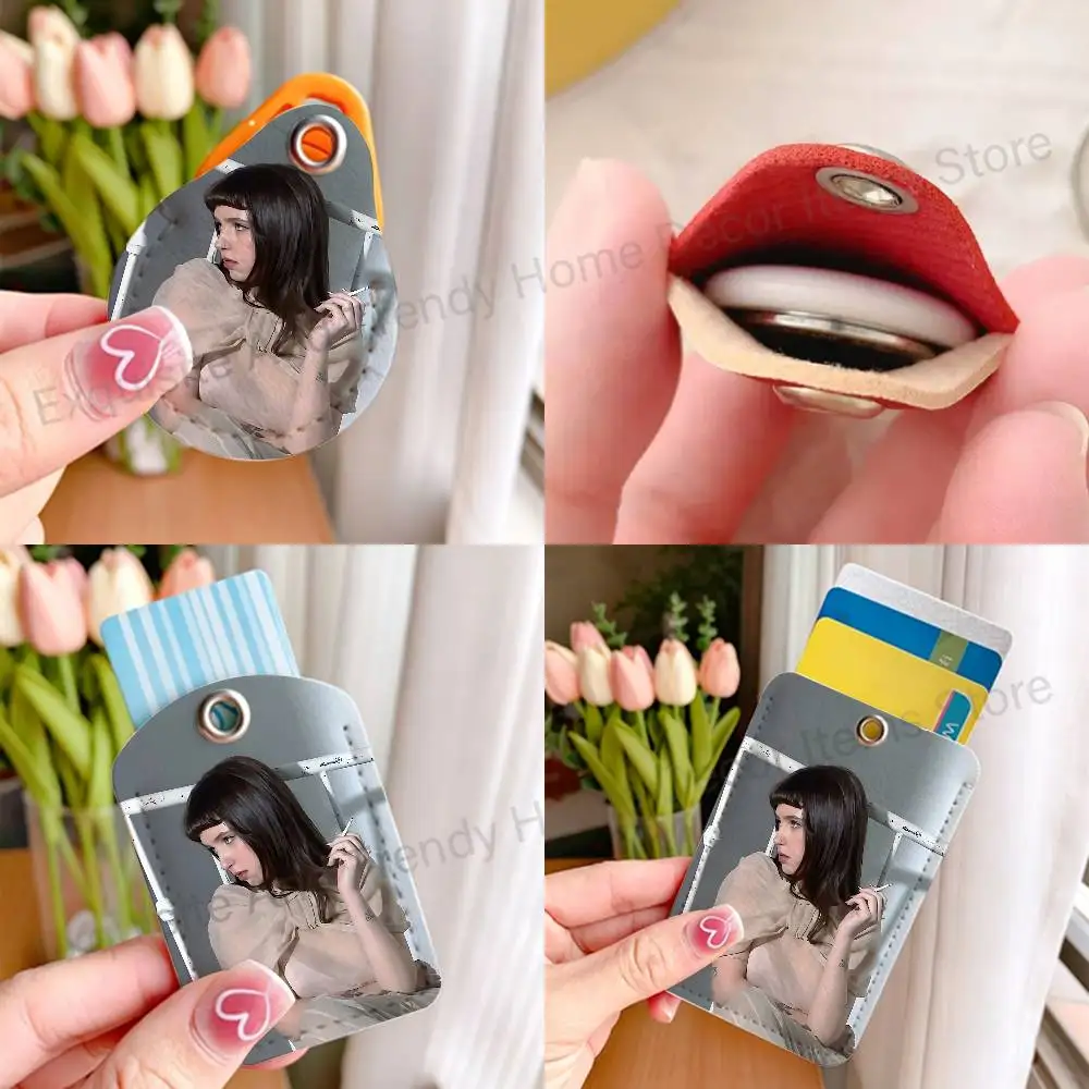 Singer C-Clairo Charm Key Tag Ring Leather Card Holder Key Ring Rectangle Access Card Holder