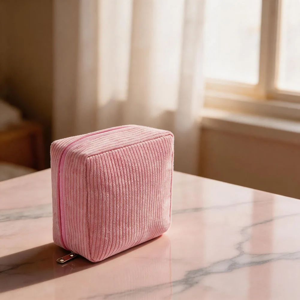 Soft Touch Sanitary Pad Storage Bag 4x13x13cm Thickened Plush Fabric for Neat Organization of Feminine Products