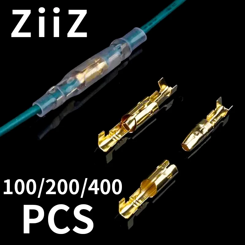 25/50/100sets 4.0 bullet Crimp terminal car electrical wire connector diameter 4mm Female+Male+Case Cold press terminal 1in1out