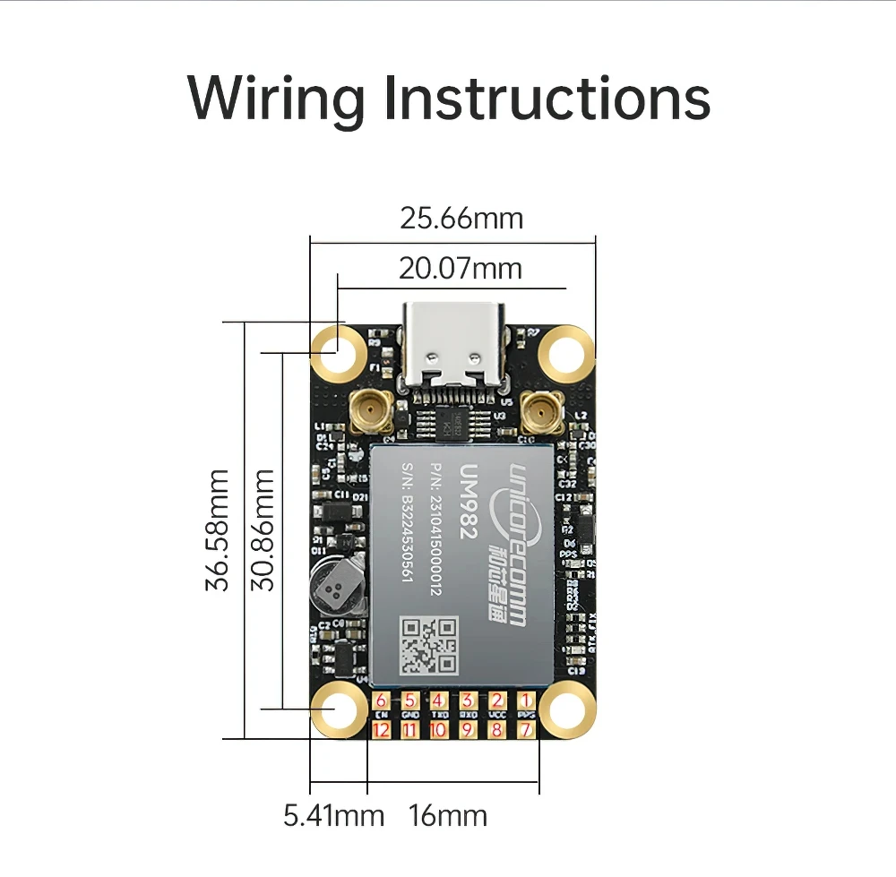 وحدة UM982 GNSS عالية الدقة RTK مع BDS GLONASS Galileo QZSS هوائي GPS متعدد التردد هوائي مزدوج من النوع C إلى لوحة USB #6