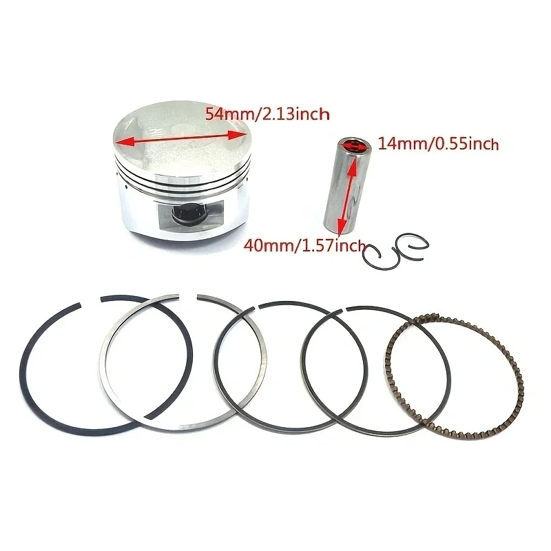 Universal Horizontal Kick Start 125cc Dirt Pit Bike Engine 54mm Piston Ring 14mm Pin Gasket Assembly
