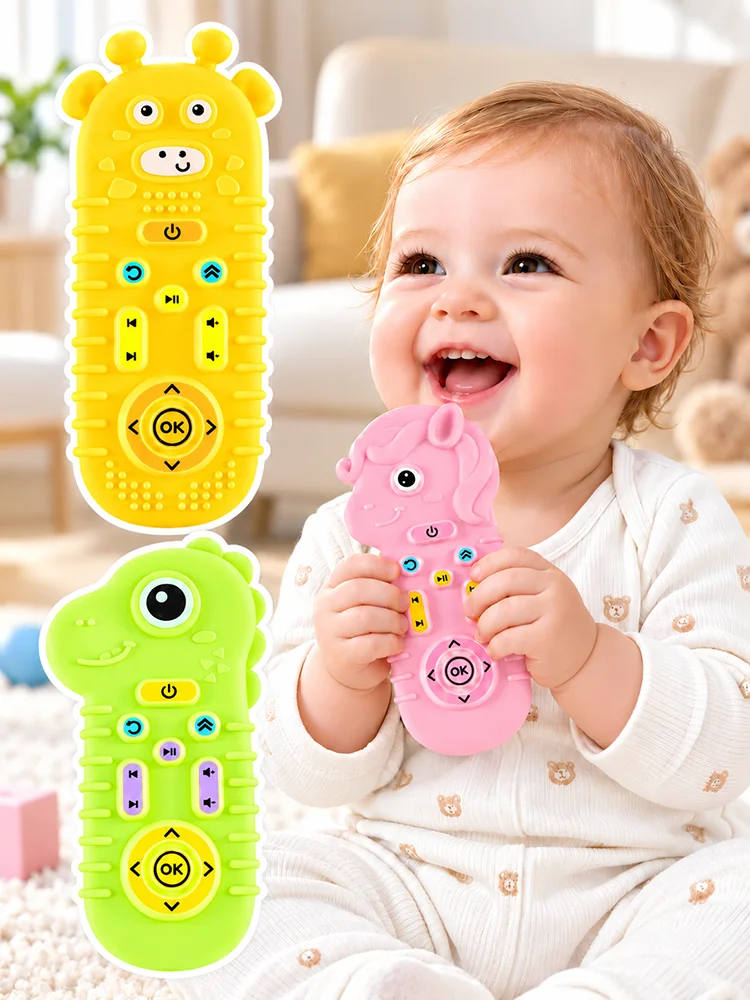 Montessori Simulation Remote Control Teether Silicone Baby Fun Playtime Early Childhood Sensory Education Chews Toddlers Kid Toy