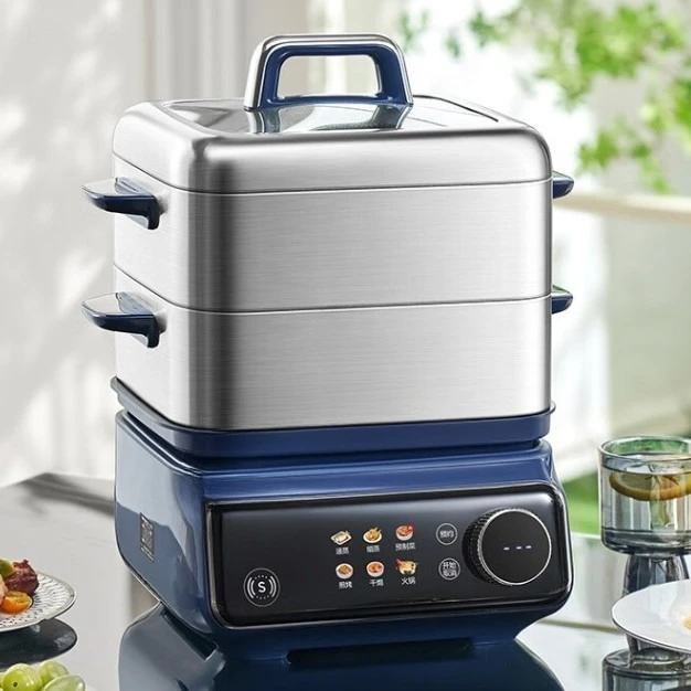 متعددة الوظائف المنزلية ثلاث طبقات الفولاذ المقاوم للصدأ الطبخ الحساء صندوق بخاري متكامل متعدد الوظائف