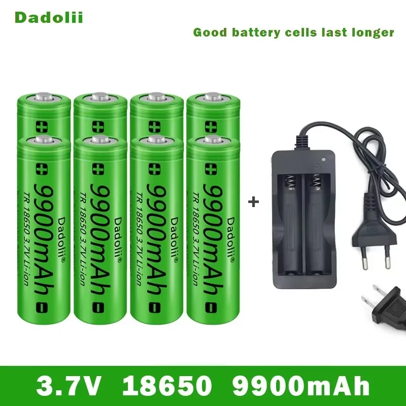 3.7V 18650 lithium-ion battery, 9800mAh high capacity. Rechargeable, suitable for flashlight durable use, environmental