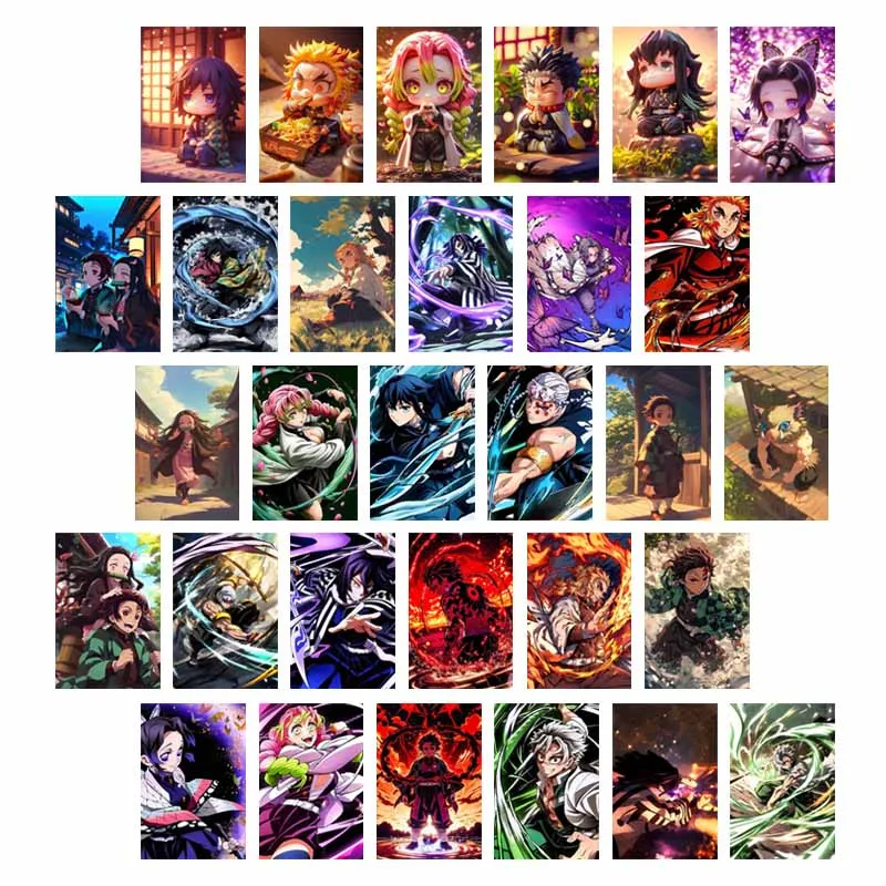 

10/30PCS Classic Anime Figure Tanjiro Kamado Zenitsu Agatsuma Inosuke Hashibira Poster Cards HD Wall Collage Kit Room Decoration