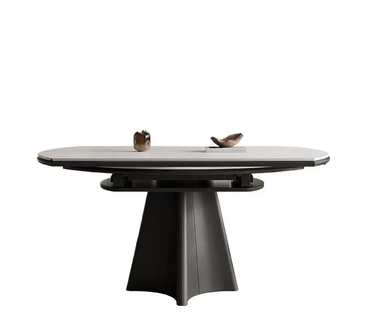 Slate household dining table Small apartment telescopic folding square and round dual-purpose