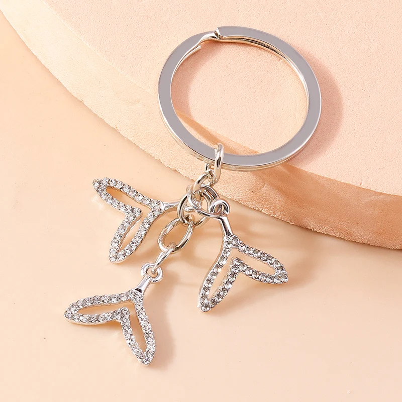 Fashion Crystal Mermaid Keychain Animal Keyrings Gift for Women Girls Handbag Pendants DIY Car Key Holder Accessories