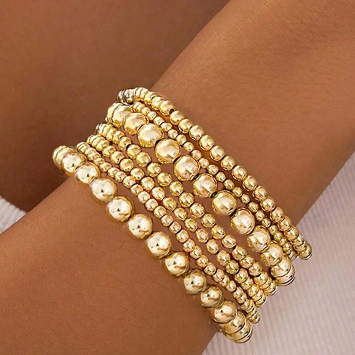 Fashion Simple Bead Bracelet Set For Women Vintage Minimalist Elegant Exquisite Round Bracelets Vacation Date Daily Wear Jewelry