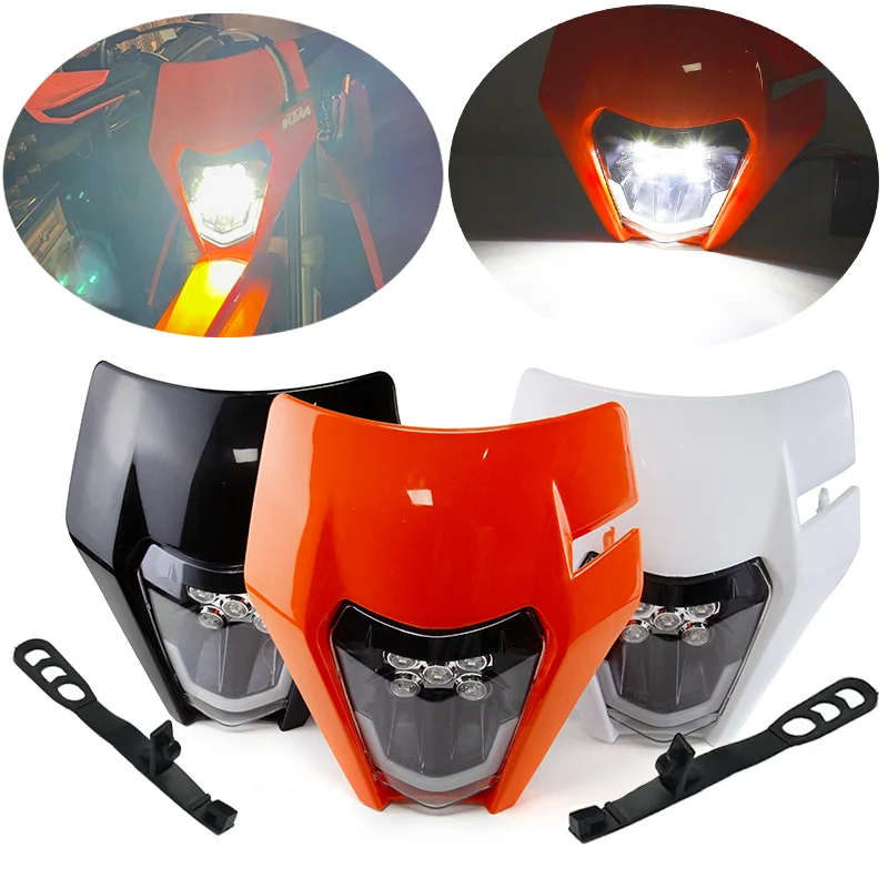 AliExpress NONE For KTM Headlight Plate Motorcycle LED EXC 300 XC SX 125 250 350 450 Round Wick Headlamp Dit Bike Supermotor Enduro Accessories
