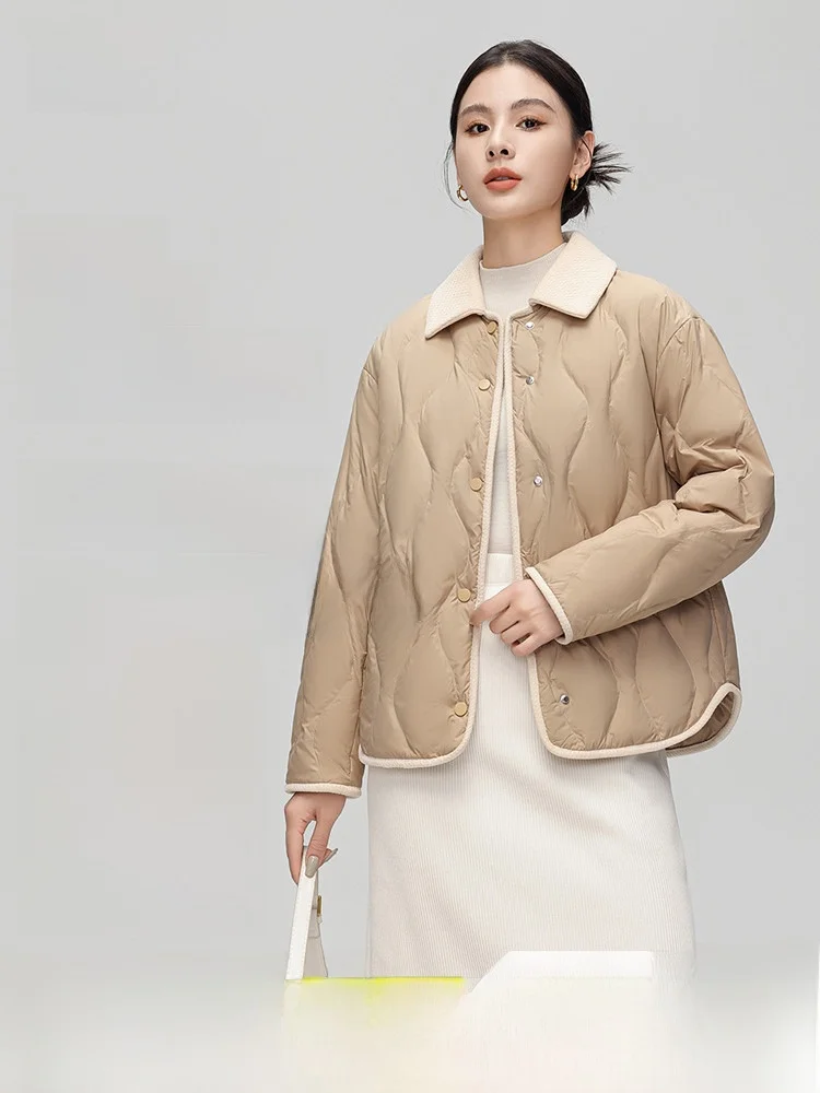 

Модная женская короткая пуховая куртка SNOWFLING для города, с художественным дизайном, из полиэфирного волокна, с наполнителем из 90% пуха, короткая длина.