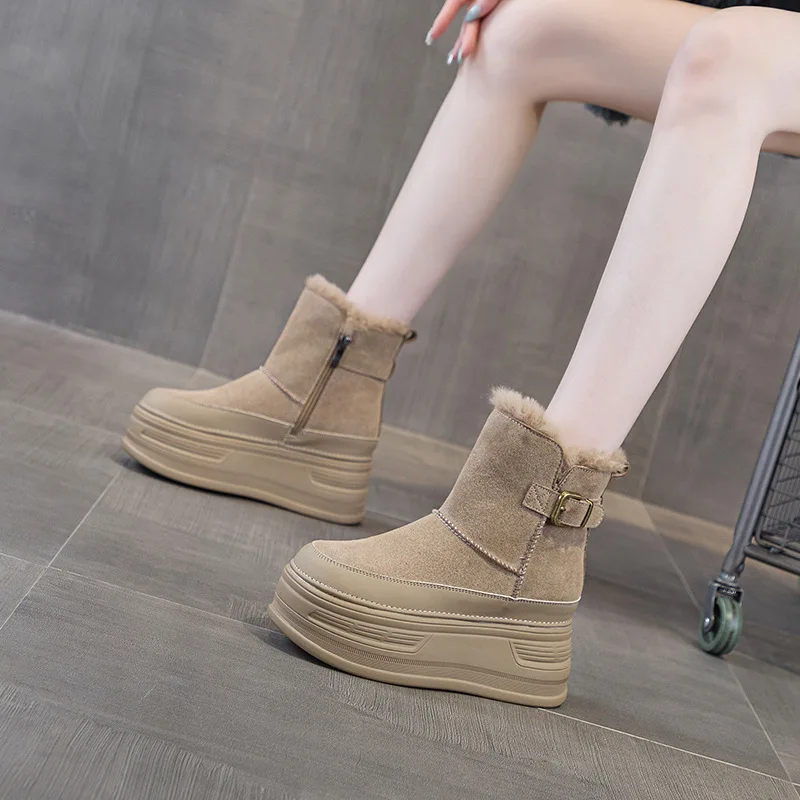 

Snow boots for women 2025 new model with increased height and fur casual and warm women's shoes