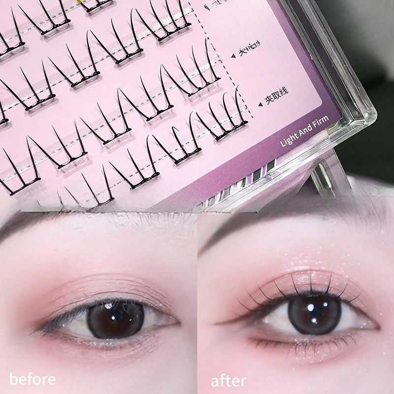 

False Eyelashes Slender Curly Glue Free Structure Durable Beauty Tool for Vivid Natural Daily Student Makeup Lash Boxes